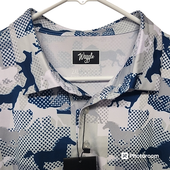 Waggle NWT Mens Unique Horse Design  Golf‎ Polo Size 2XL - Picture 5 of 7